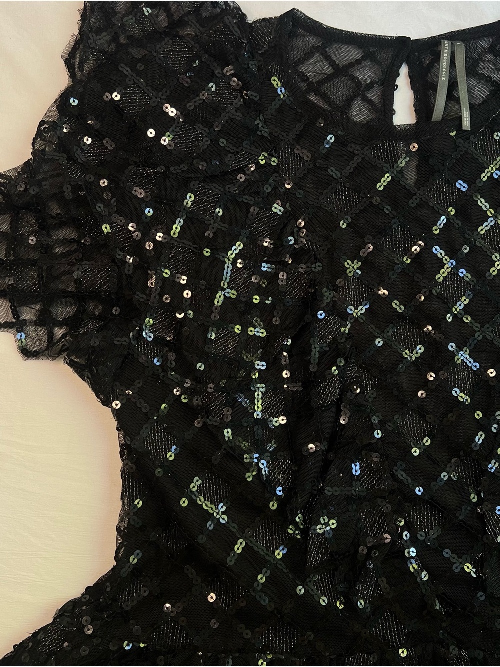 By Anthropologie Semi-Sheer Sequin Top - Picture 4 of 5